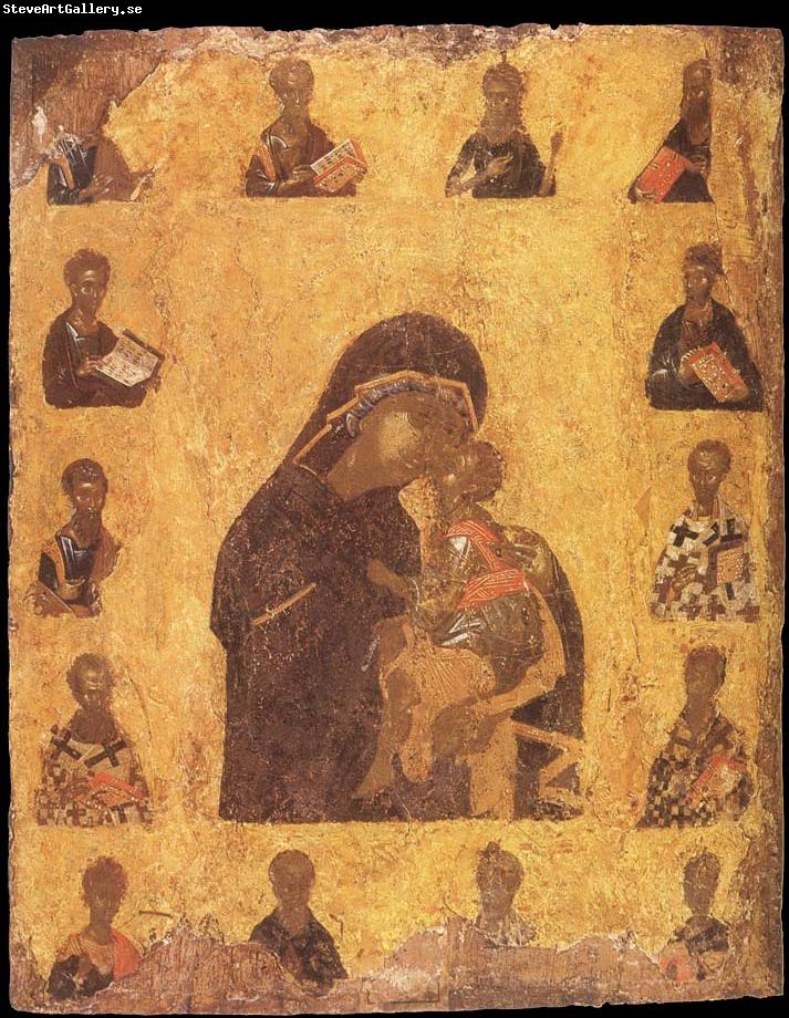 unknow artist Our Lady of Tenderness with Child and Saints in the Frame